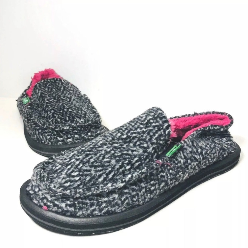Sanuk Chill Fleece Line Slides Size 3 Pink Flurry